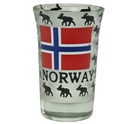 Snapsglass Elg og Norsk flagg