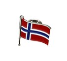 Pin med norsk flagg på stang