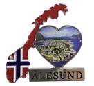 Magnet metall Ålesund m Norgesflagg