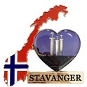 Magnet metall Stavanger m Norgesflagg