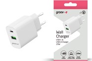 Groove Veggstøpsel USB-A & USB-C porter