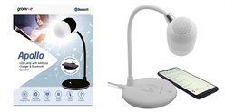 LED Lampe m/trådløs lading & BT Høytaler